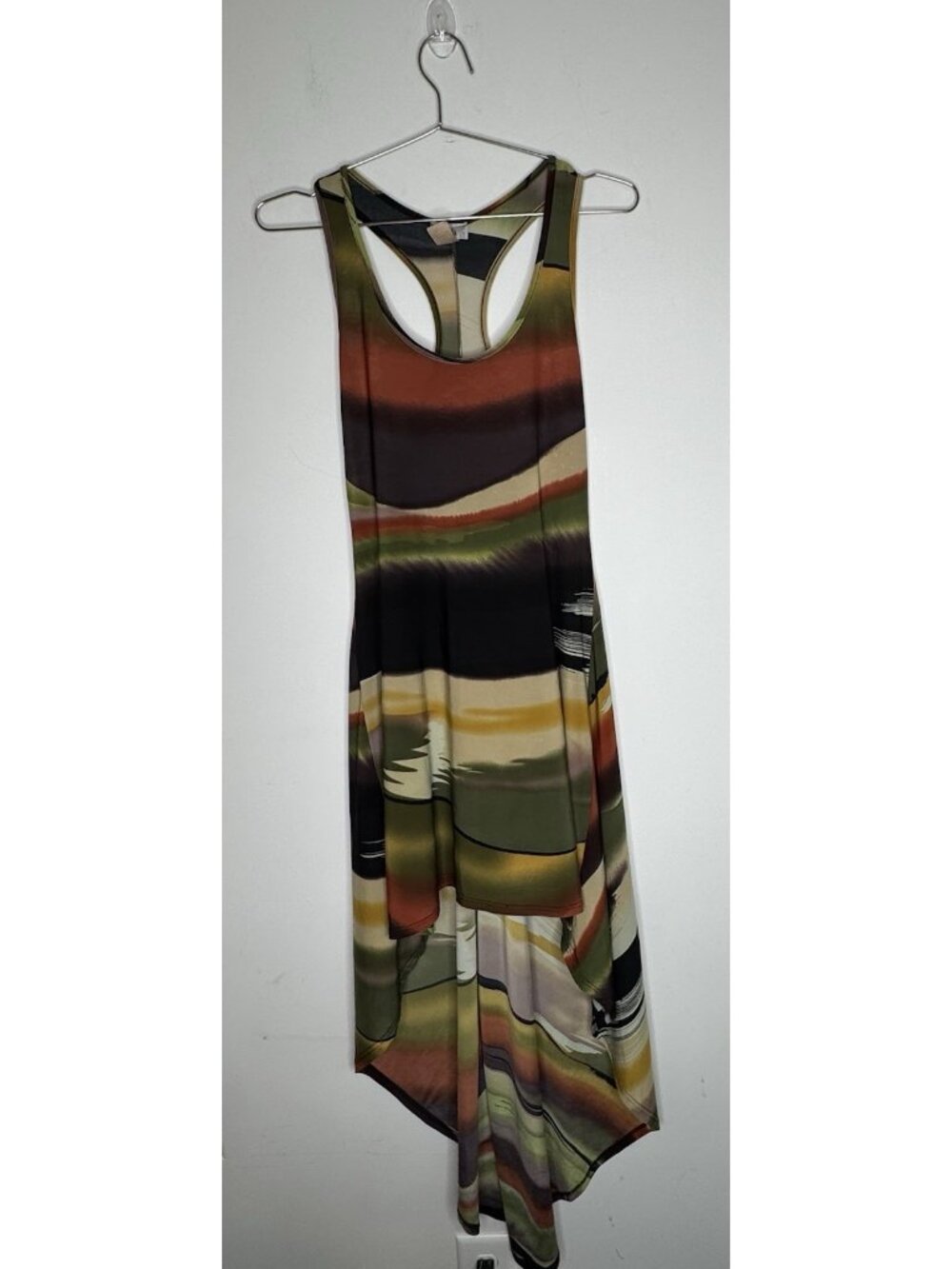 Vintage Y2K 90s 2000s Grunge High Low Maxi Dress Size M Assa Sheer Green Brown